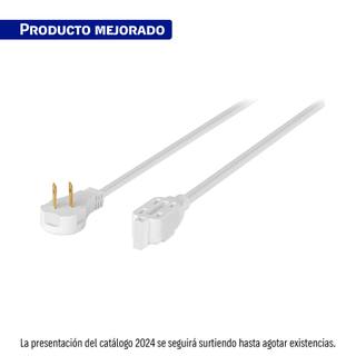 Extensión doméstica aterrizada 3 m blanca con clavija plana